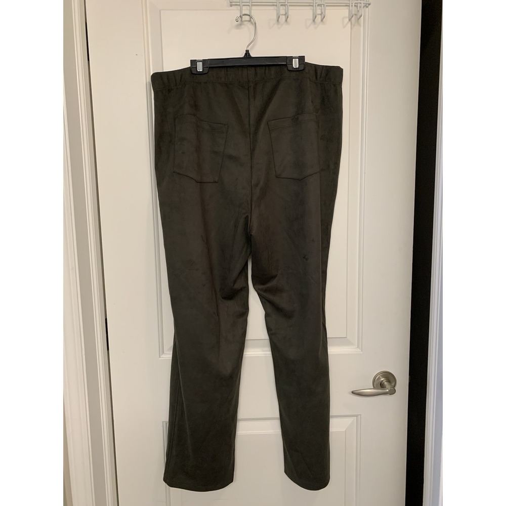 Kim & Co. Faux Suede Pants 3XL Thyme Hunter Forest Green Made In Canada - Picture 2 of 7